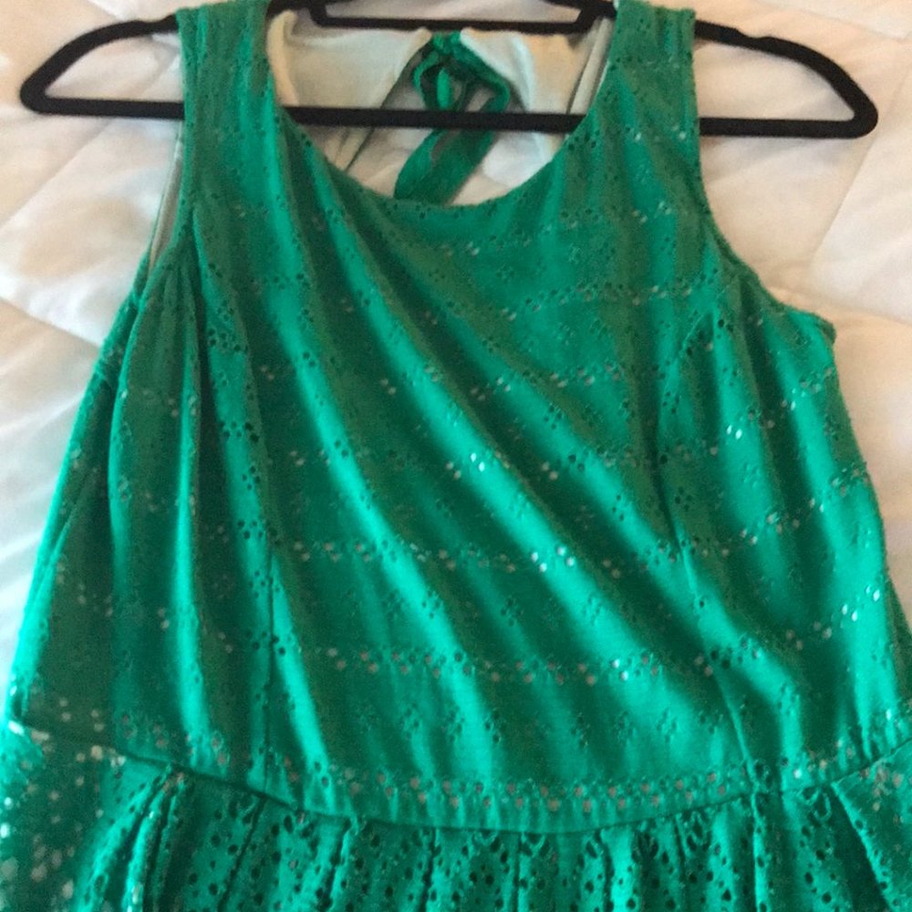 Anthropologie Green Eyelet dress